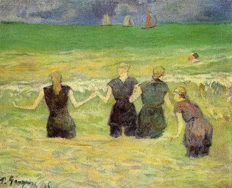 Women Bathing Dieppe  by Paul Gauguin Oil Painting reproduction