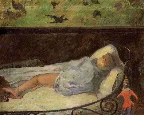 Young Girl Dreaming Aka Study Of A Child Asleep The Painters Daughter Line Rue Carcel  by Paul Gauguin Oil Painting reproduction