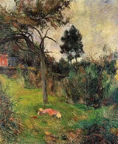 Young Woman Lying In The Grass by Paul Gauguin Oil Painting reproduction