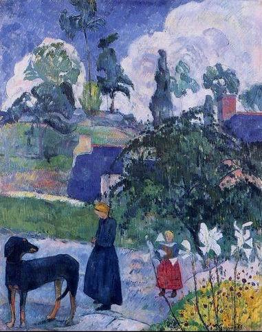 line Gauguin And One Of Her Brothers  by Paul Gauguin Oil Painting reproduction