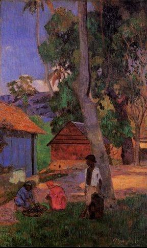 Around The Huts  by Paul Gauguin Oil Painting reproduction