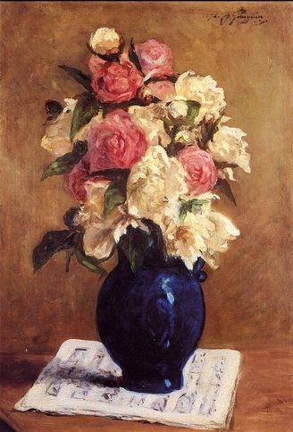 Boquet Of Peonies On A Musical Score  by Paul Gauguin Oil Painting reproduction