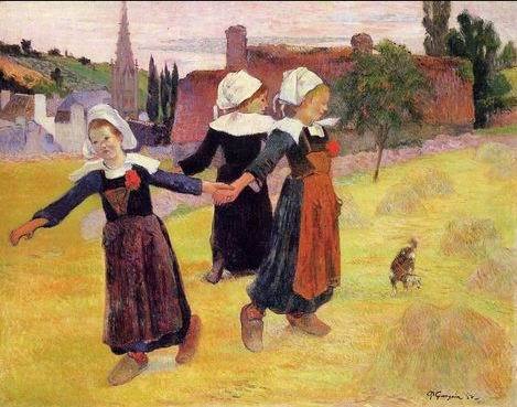 Breton Girls Dancing Aka Dancing A Round In The Haystacks by Paul Gauguin Oil Painting reproduction