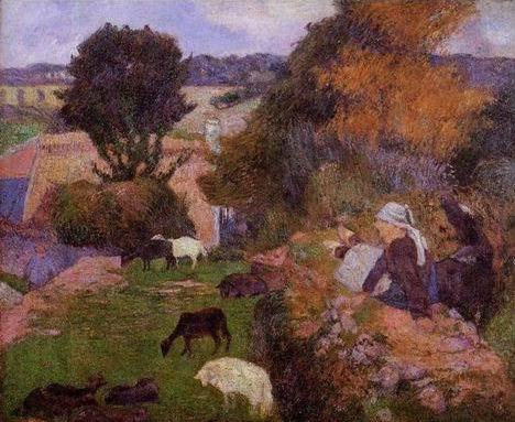 Breton Shepherdess by Paul Gauguin Oil Painting reproduction