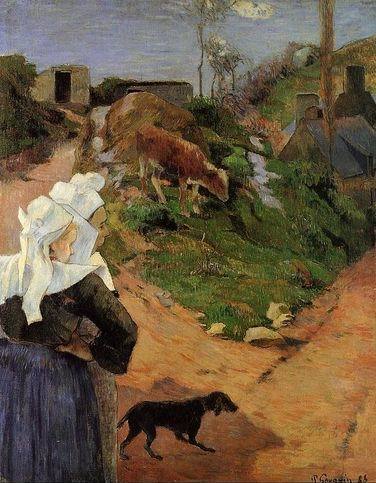 Breton Women At The Turn  by Paul Gauguin Oil Painting reproduction