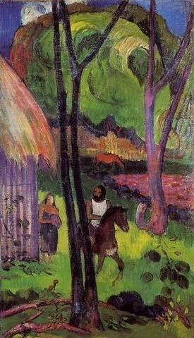 Cavalier Devant La Case by Paul Gauguin Oil Painting reproduction