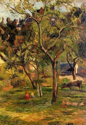 Children In The Pasture Aka Orchard Below Bihorel Church  by Paul Gauguin Oil Painting reproduction