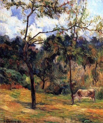 Cow In A Meadow Rouen by Paul Gauguin Oil Painting reproduction