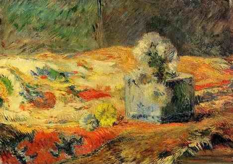 Flowers And Carpet  by Paul Gauguin Oil Painting reproduction
