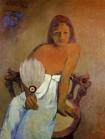 Girl With A Fan  by Paul Gauguin Oil Painting reproduction