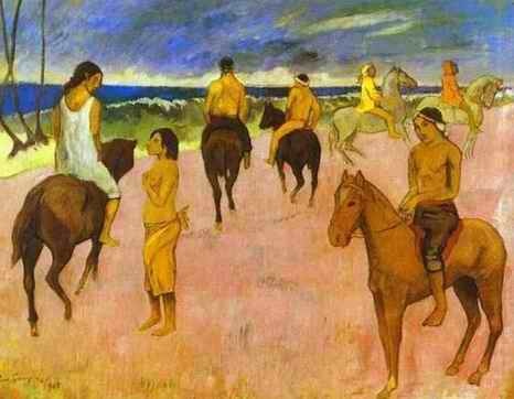 Horsemen On The Beach  by Paul Gauguin Oil Painting reproduction