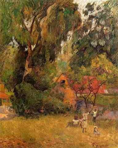 Huts Under The Trees  by Paul Gauguin Oil Painting reproduction