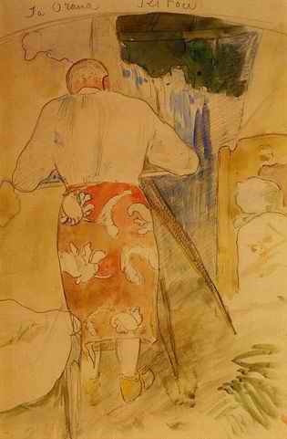 Ja Orana Ritou Aka Self Portrait Of The Artist At His Drawing Table Tahiti  by Paul Gauguin Oil Painting reproduction