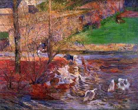 Landscape With Geese  by Paul Gauguin Oil Painting reproduction