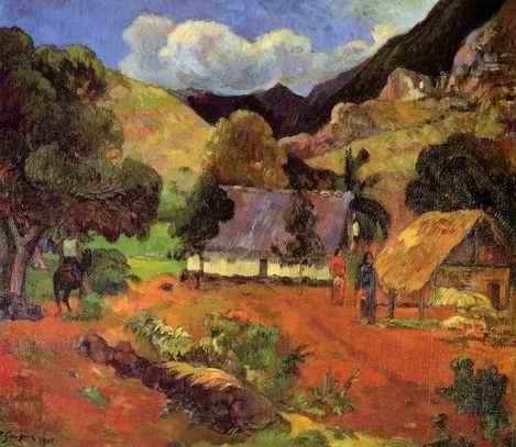 Landscape With Three Figures  by Paul Gauguin Oil Painting reproduction