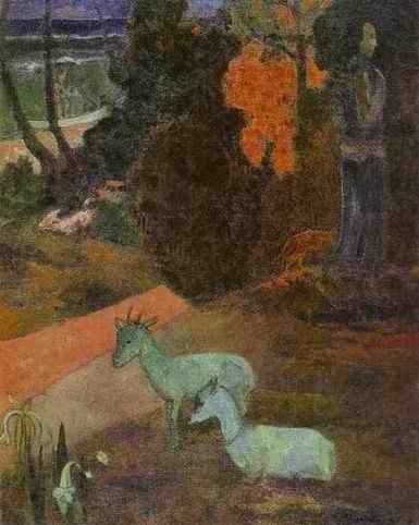 Landscape With Two Goats  by Paul Gauguin Oil Painting reproduction