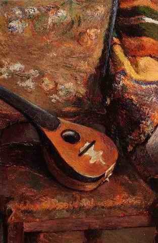 Mandolin On A Chair  by Paul Gauguin Oil Painting reproduction