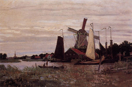 A Windmill at Zaandam 1871 by Claude Monet Oil Painting reproduction