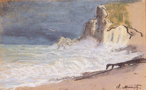 Etretat - Amont Cliff Rough Weather 1884-1886 by Claude Monet Oil Painting reproduction