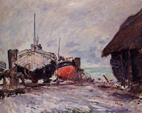 Fishing Boats at Etretat 1883 by Claude Monet Oil Painting reproduction