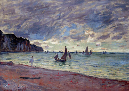 Fishing Boats by the Beach and the Cliffs of Pourville 1882 by Claude Monet Oil Painting reproduction