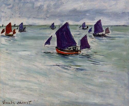 Fishing Boats off Pourville 1882 by Claude Monet Oil Painting reproduction