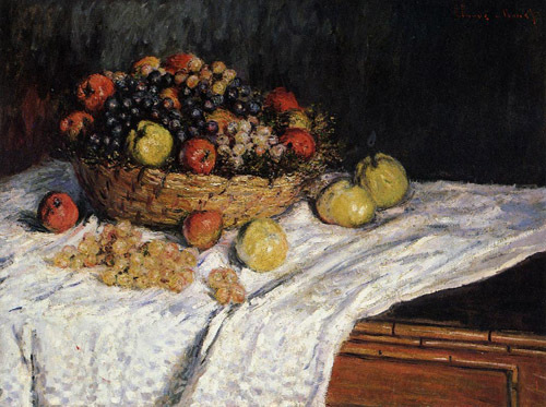 Fruit Basket with Apples and Grapes 1879 by Claude Monet Oil Painting reproduction