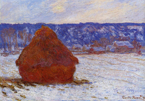 Grainstack in Overcast Weather Snow Effect 1890-1891 by Claude Monet Oil Painting reproduction