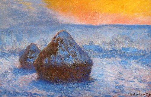 Grainstacks at Sunset Snow Effect 1890-1891 by Claude Monet Oil Painting reproduction