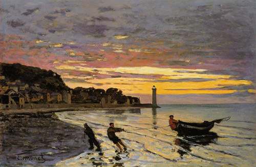 Hauling a Boat Ashore Honfleur 1864 by Claude Monet Oil Painting reproduction