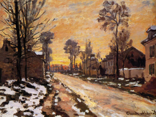 Road at Louveciennes Melting Snow Sunset 1870  by Claude Monet Oil Painting reproduction