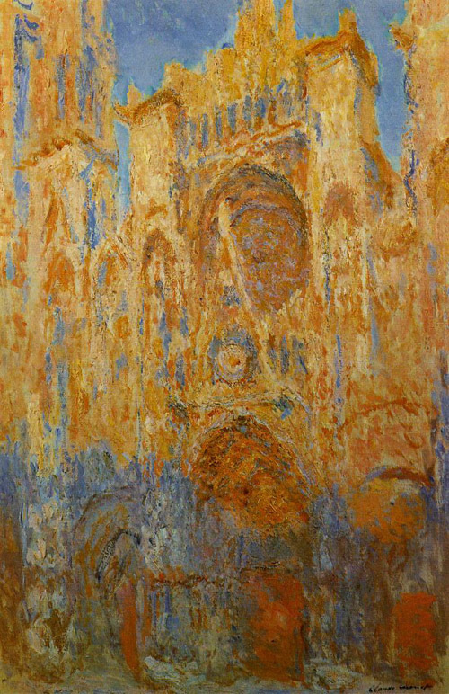 Rouen Cathedral at the End of Day Sunlight Effect 1892-1893  by Claude Monet Oil Painting reproduction