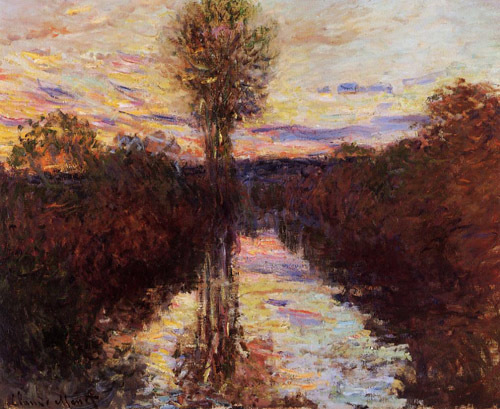 The Small Arm of the Seine at Mosseaux Evening 1878  by Claude Monet Oil Painting reproduction