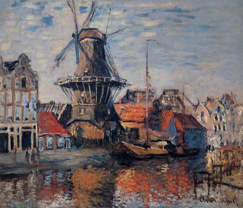 The Windmill on the Onbekende Canal Amsterdam 1874 by Claude Monet Oil Painting reproduction