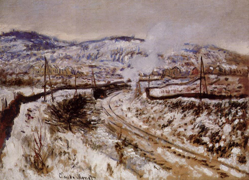 Train in the Snow Argenteuil 1875  by Claude Monet Oil Painting reproduction
