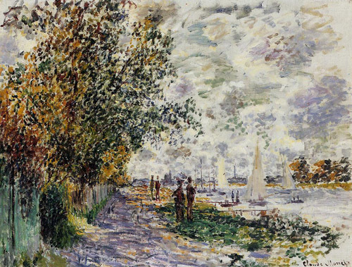 The Riverbank at Petit-Gennevilliers 1875  by Claude Monet Oil Painting reproduction