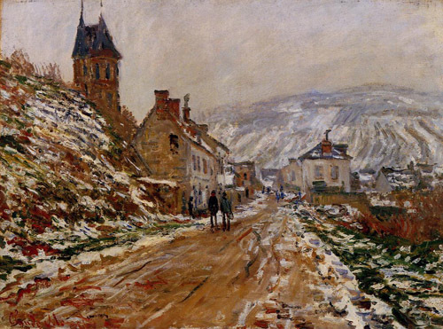 The Road in Vetheuil in Winter 1879 by Claude Monet Oil Painting reproduction