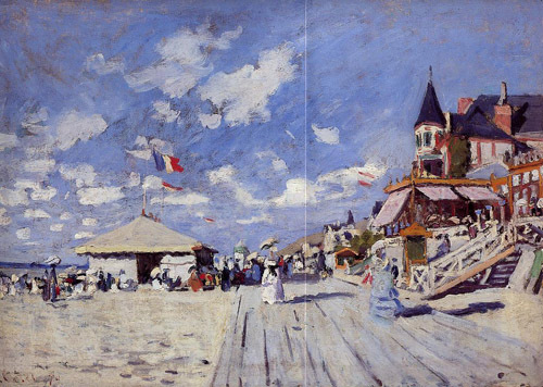 The Boardwalk on the Beach at Trouville 1870  by Claude Monet Oil Painting reproduction