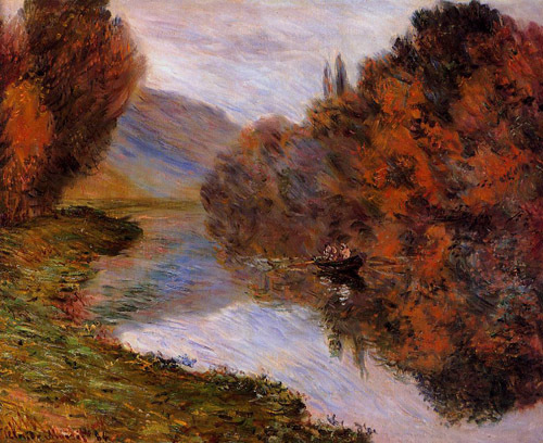 Rowboat on the Seine at Jeufosse 1884 by Claude Monet Oil Painting reproduction