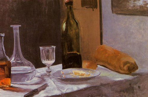 Still Life with Bottle Carafe Bread and Wine 1862-1863  by Claude Monet Oil Painting reproduction