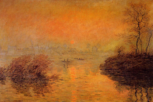 Sunset on the Seine at Lavacourt Winter Effect 1880  by Claude Monet Oil Painting reproduction