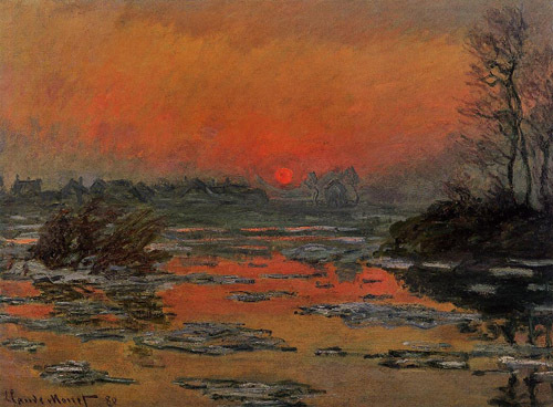 Sunset on the Seine in Winter 1880  by Claude Monet Oil Painting reproduction