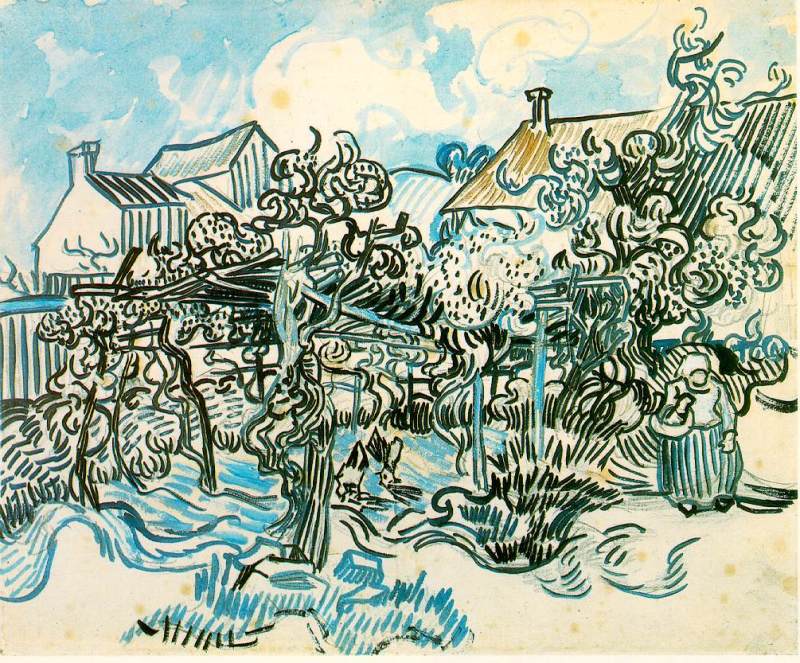 Old Vineyard with Peasant Woman  1890  by Vincent Van Gogh Oil Painting reproduction