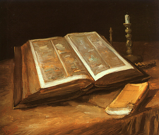 Still Life with Open Bible, 1885  by Vincent Van Gogh Oil Painting reproduction
