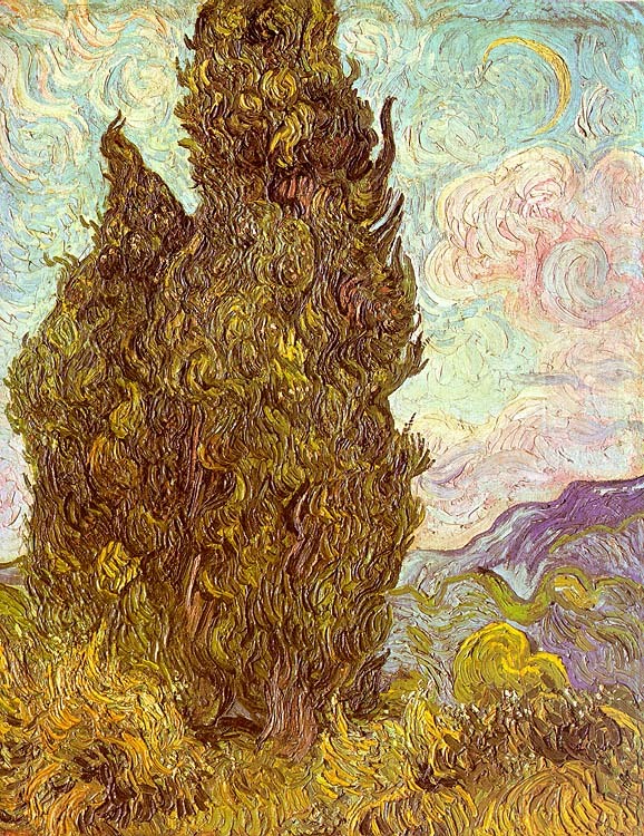 Two Cypresses, 1889  by Vincent Van Gogh Oil Painting reproduction