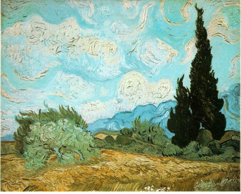 Wheat Field with Cypresses  1889   by Vincent Van Gogh Oil Painting reproduction