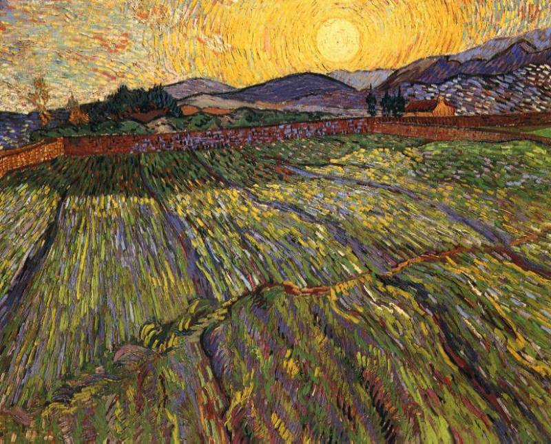 Wheat Field with Rising Sun   1889 by Vincent Van Gogh Oil Painting reproduction