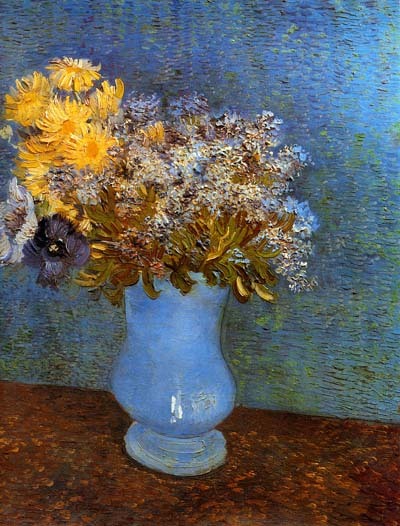 Vase with Lilacs, Daisies and Anemones  by Vincent Van Gogh Oil Painting reproduction