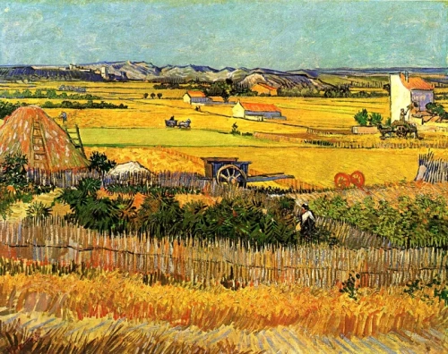 Harvest At La Crau With Montmajour In The Background by Vincent Van Gogh Oil Painting reproduction