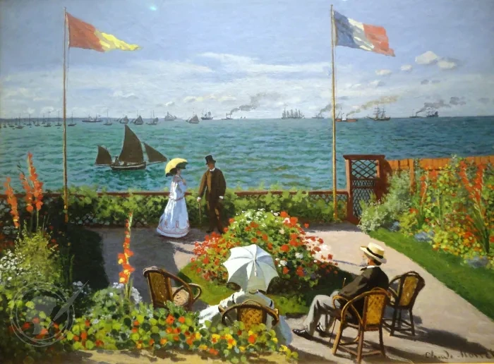 Terrace at the Seaside, Sainte-Adresse  by Claude Monet Oil Painting reproduction